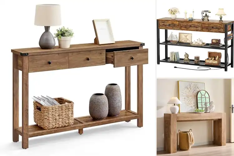 Detailed view of Best Entryway Table with Drawers