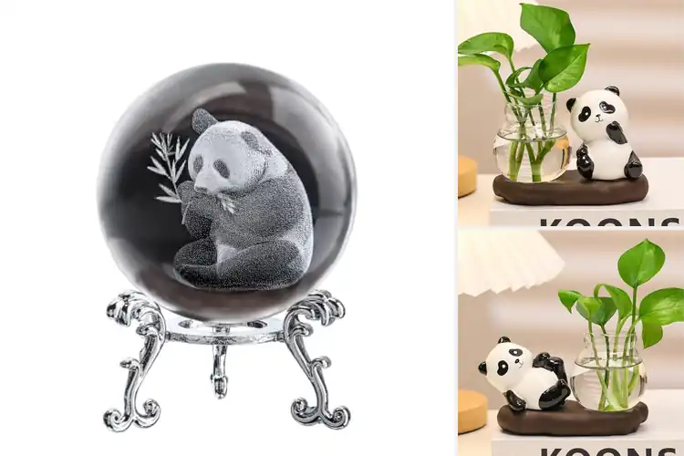 Detailed view of Best Glass Panda Table Centerpieces