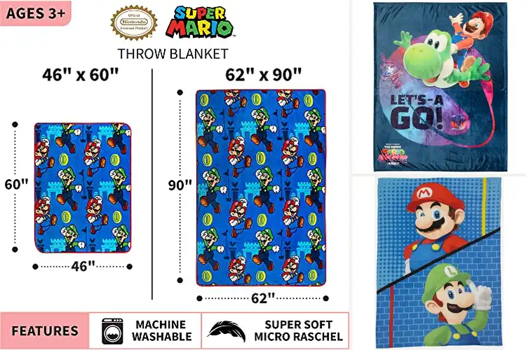 Detailed view of Best Mario Plush Blankets: 10 Cozy Picks to Warm Your World