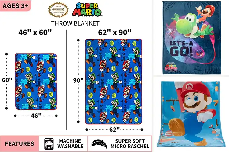 Detailed view of Best Super Mario Blankets